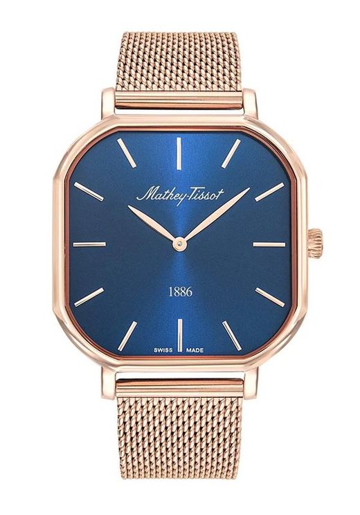 Reloj Mathey Tissot Swiss Made unisex  Square H7917PBU esfera azul muy nítida super elegante, movimiento de cuarzo ronda 515