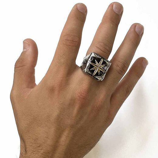 MR012X Anillo PLATADEPALO en plata 925 y bronce para hombre