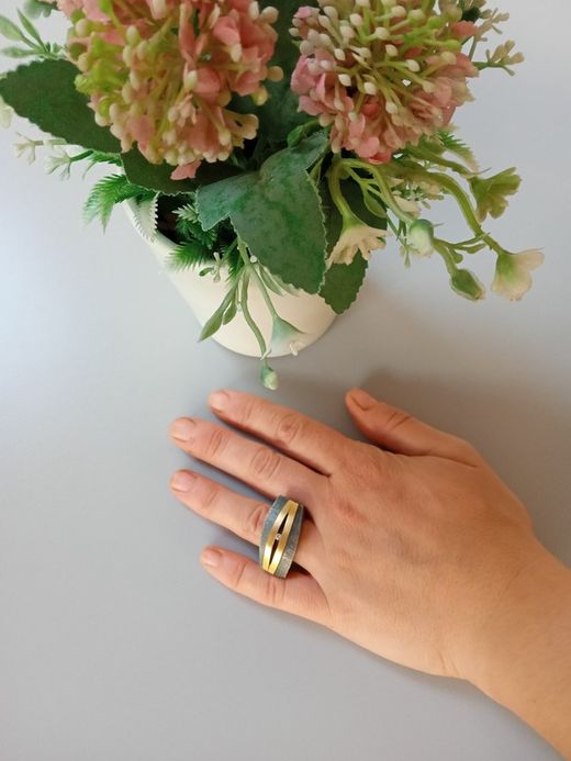 O-A-3473 Anillo prestige plata y oro con brillante
