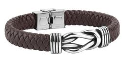Pulsera colección Dofour Ref. DT3098.00 de hombre en piel con nudo marinero y acero inoxidable cierre de pestaña de muy fácil ajuste