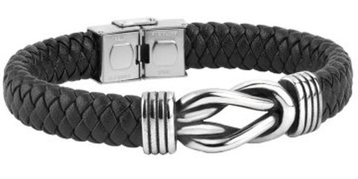 Pulsera colección Dofour Ref. DT3098.00 de hombre en piel con nudo marinero y acero inoxidable cierre de pestaña de muy fácil ajuste