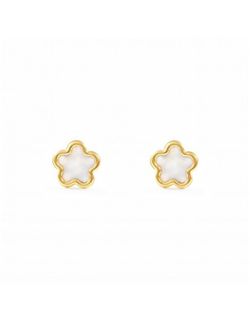0196 Pendientes de oro y nácar flor trébol