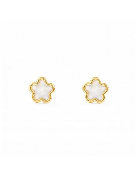 0196 Pendientes de oro y nácar flor trébol