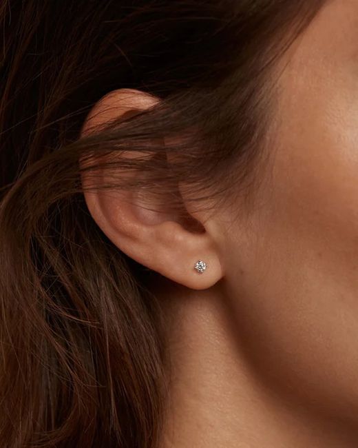 Pendientes unisex tipo botón oro blanco de 1ª ley con circonitas