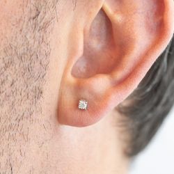 Pendientes unisex tipo botón oro blanco de 1ª ley con circonitas