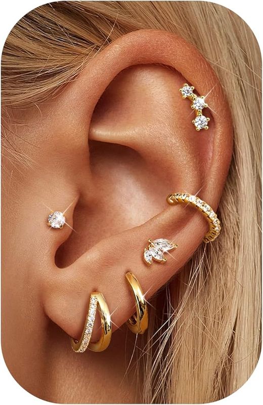 Pendientes unisex tipo botón oro blanco de 1ª ley con circonitas
