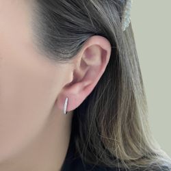 PE-302 Pendientes oro blanco 18K de mujer criollas con diamantes talla brillantes