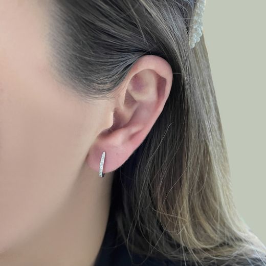 PE-302 Pendientes oro blanco 18K de mujer criollas con diamantes talla brillantes