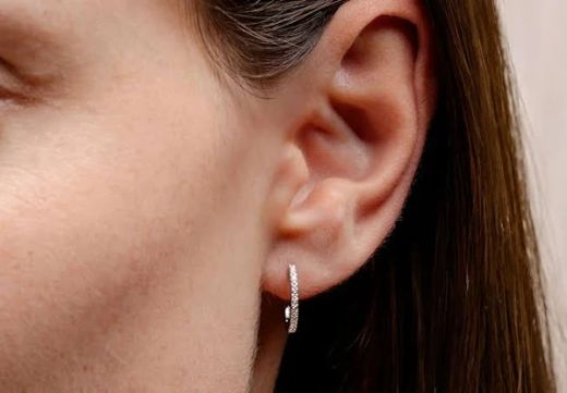 PE-302 Pendientes oro blanco 18K de mujer criollas con diamantes talla brillantes