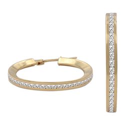 PE-A507 Pendientes mujer en oro 18K acabado en brillo de aros con circonitas diámetro interior 20 mm