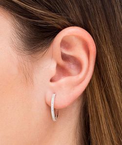 PE-A507 Pendientes mujer en oro 18K acabado en brillo de aros con circonitas diámetro interior 20 mm