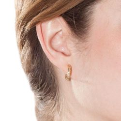 PE-A507 Pendientes mujer en oro 18K acabado en brillo de aros con circonitas diámetro interior 20 mm