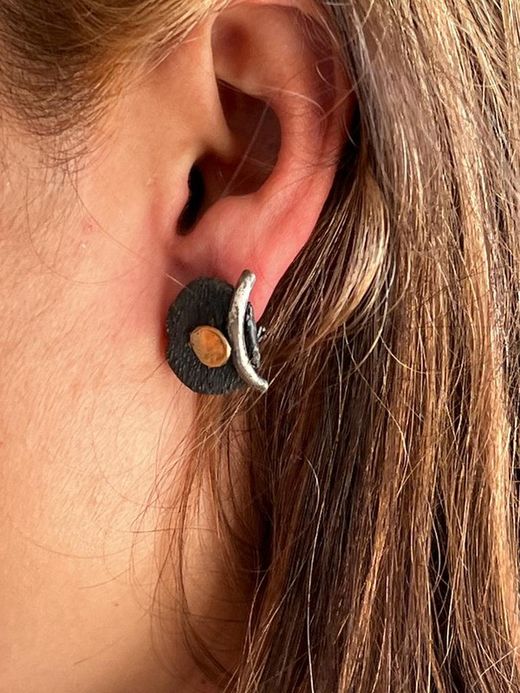 Pendientes de mujer en plata y oro cierre omega