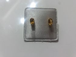 Pendientes mujer en oro de ley con citrino oval y mini diamantes cierre de presión muy elegantes