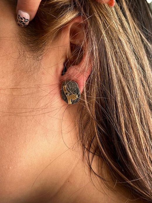 Pendientes para mujer elegantes de plata envejecida, oro y ónix
