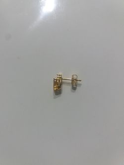 Pendientes mujer en oro de ley con citrino oval y mini diamantes cierre de presión muy elegantes