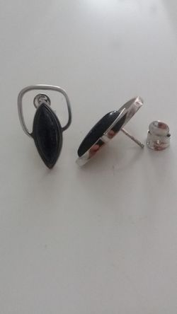 Pendientes en plata maciza de ley con piedra Ónix natural
