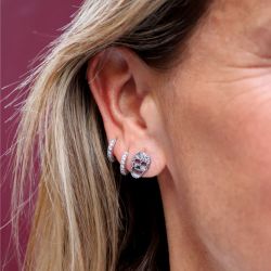 SE008X Pendientes Plata de Palo Calavera unisex Ronin de plata y circonitas blancas