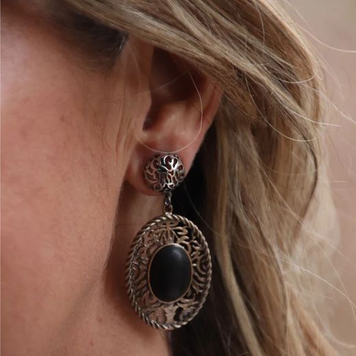 Pendientes Damaris WE252X Plata de Palo de mujer oval de plata 925 con ébano una joya especial y elegante