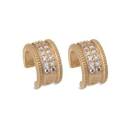 WE172G Pendientes Plata de Palo mujer elaborados en bronce chapados en oro con circonitas blancas diseño clásico, moderno y atemporal