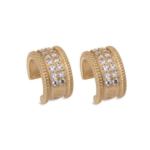 WE172G Pendientes Plata de Palo mujer elaborados en bronce chapados en oro con circonitas blancas diseño clásico, moderno y atemporal