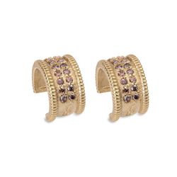 WE174G Pendientes Plata de Palo mujer de bronce chapados en oro con circonitas marrones que aportan un destello cálido y elegante