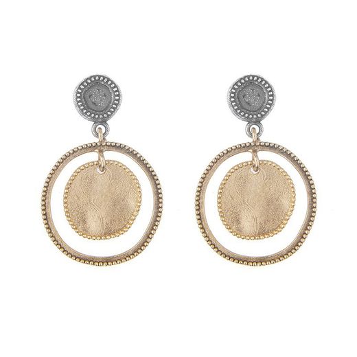 WE177X Pendientes Plata de Palo mujer de plata y bronce con un toque de elegancia y distinción a tu estilo