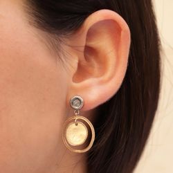 WE177X Pendientes Plata de Palo mujer de plata y bronce con un toque de elegancia y distinción a tu estilo