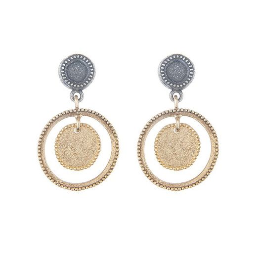 WE176X Pendientes Plata de Palo mujer de plata y bronce elegancia moderna con un toque de estilo atemporal