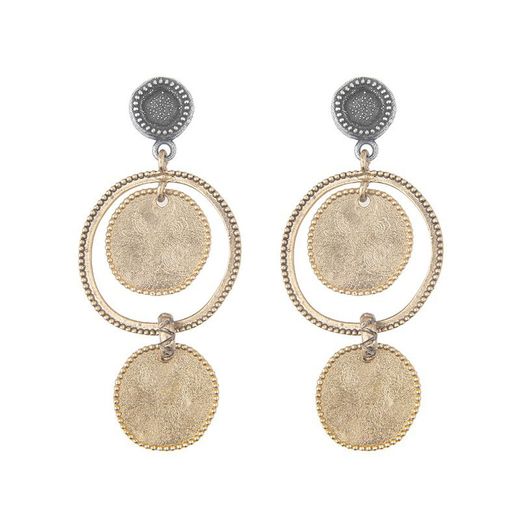 WE178X Pendientes Plata de Palo mujer de plata y bronce elegantes y modernos