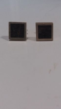 Pendientes de plata y madera de ébano cuadrados