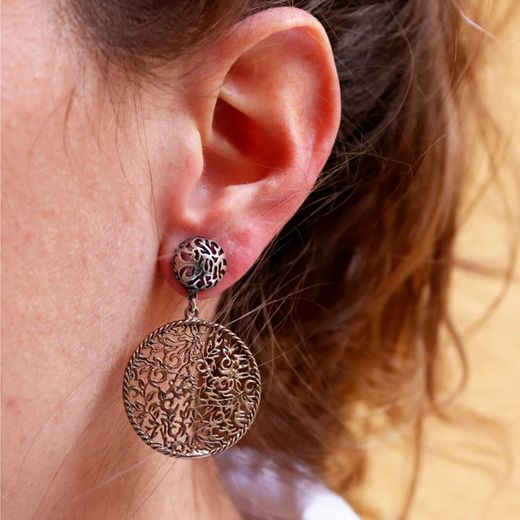 Pendientes Ivet WE220X PLATA DE PALO mujer circulares en bronce y plata