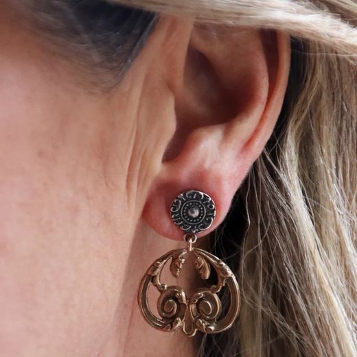 WE224X Pendientes Liana Plata de Palo mujer de bronce y plata con cenefa