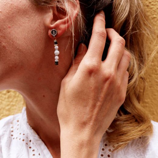 Pendientes PLATA DE PALO de Mujer modelo Amara de plata y jade verde