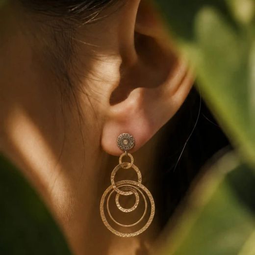 WE312X Pendientes Plata de Palo mujer Bantayan de plata y bronce