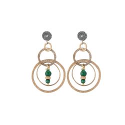 WE316X Pendientes Bucas Plata de Palo Mujer Malaquita, Turquesa, Cornalina, Lapislázuli, bronce y cierre de Plata 925.