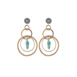 WE316X Pendientes Bucas Plata de Palo Mujer Malaquita, Turquesa, Cornalina, Lapislázuli, bronce y cierre de Plata 925.