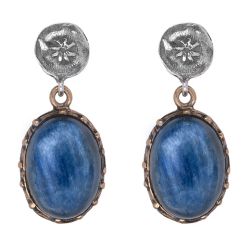 WE283X Pendientes PLATA DE PALO bellos para mujer de plata 925 y colgante de piedra cianita