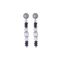 Pendientes Plata de Palo de Mujer modelo Fiora luminosos con perla blanca
