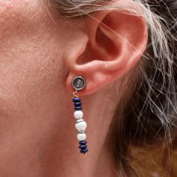 Pendientes Plata de Palo de Mujer modelo Fiora luminosos con perla blanca