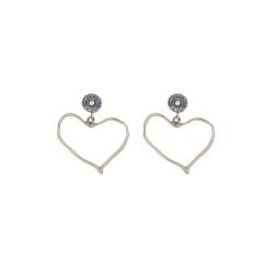 WE254B Pendientes PLATA DE PALO corazón Mujer colección Medina de Bronce y Plata 925