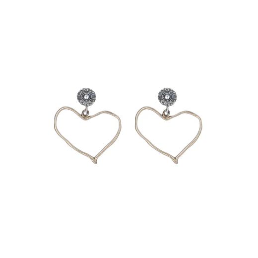 WE254B Pendientes PLATA DE PALO corazón Mujer colección Medina de Bronce y Plata 925