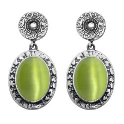 WE281X Pendientes PLATA DE PALO Mujer Sei de plata 925 y piedra verde