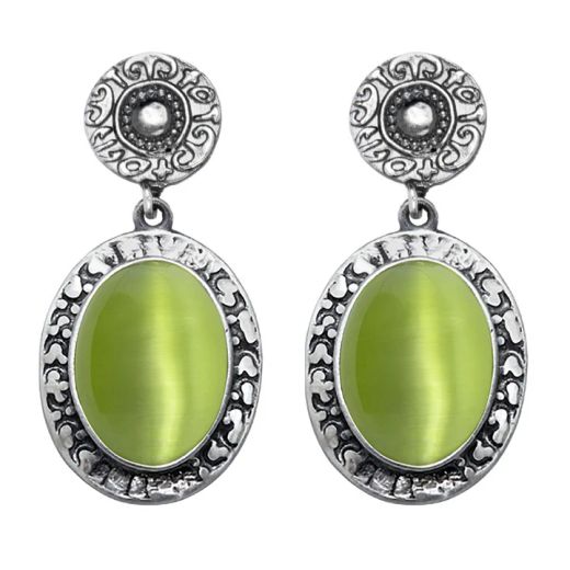WE281X Pendientes PLATA DE PALO Mujer Sei de plata 925 y piedra verde