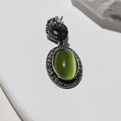 WE281X Pendientes PLATA DE PALO Mujer Sei de plata 925 y piedra verde
