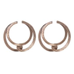 WE273X Pendientes Plata de Palo de Mujer Seishi aros de bronce entrelazados