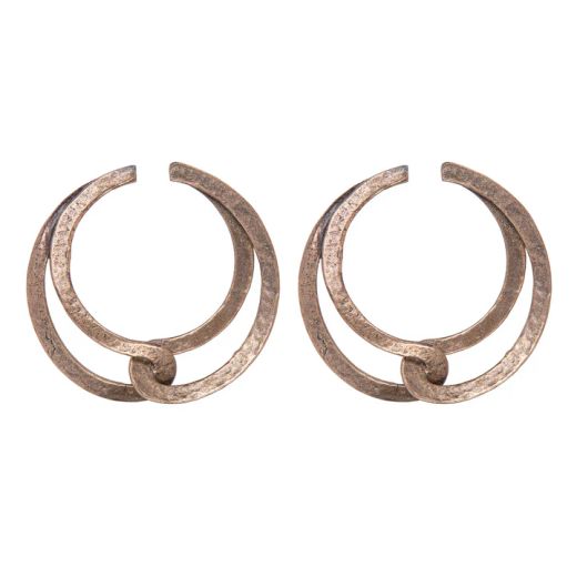 WE273X Pendientes Plata de Palo de Mujer Seishi aros de bronce entrelazados
