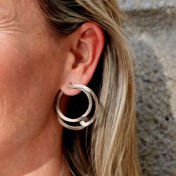 WE273X Pendientes Plata de Palo de Mujer Seishi aros de bronce entrelazados