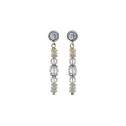 Pendientes PLATA DE PALOI de Mujer colección Selene perla blanca y amazonita