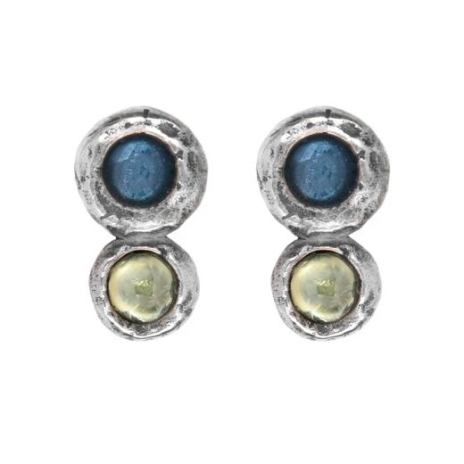 WE262X Pendientes PLATA DE PALOL Mujer Shinkai de plata 925 con aguamarina y olivina